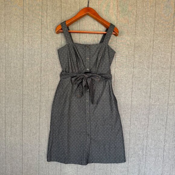 Rachel: Rachel Roy Athena Graphite Polka Dot Belted Sheath Midi Dress Size 10 - Picture 6 of 16